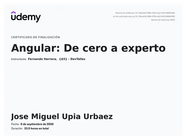 Certificado de Angular: de cero a experto