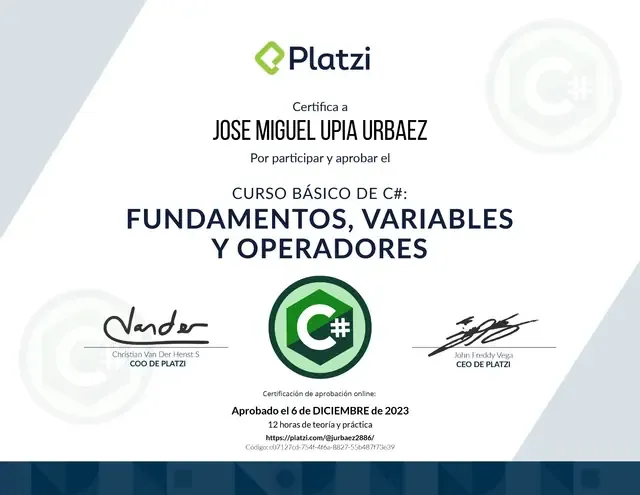 Certificado de Fundamentos de C#