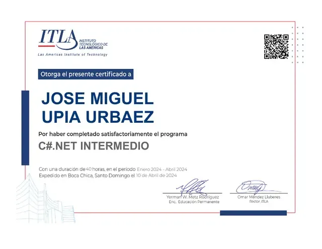 Certificado de C# .NET intermedio