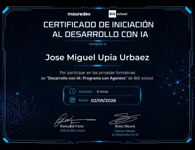 Certificado de Iniciación al desarrollo con IA
