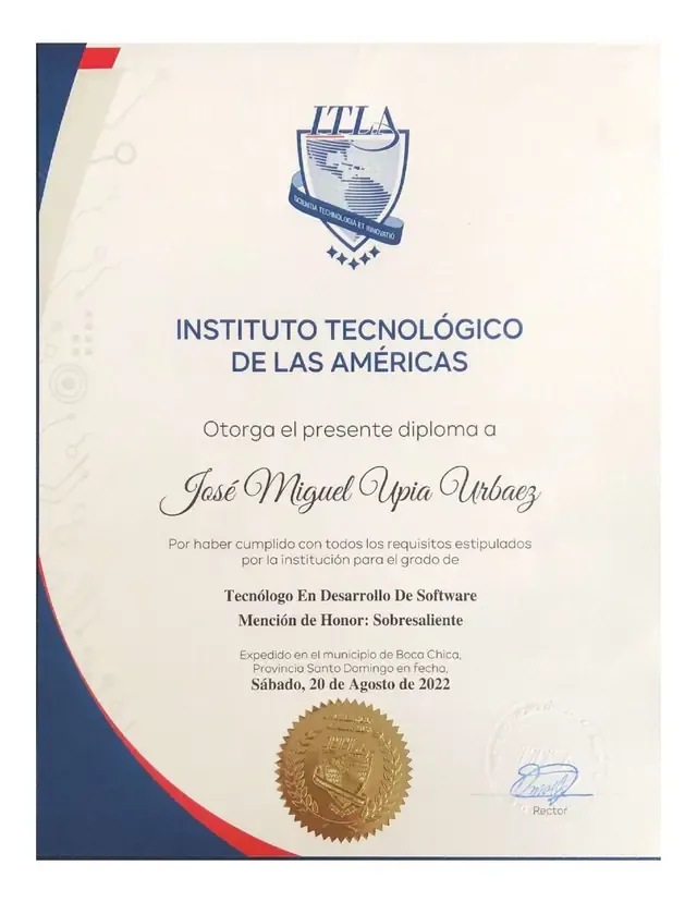 Certificado de Tecnólogo en Desarrollo de Software
