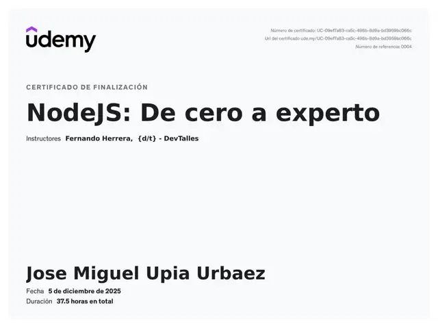 Certificado de NodeJS: de cero a experto