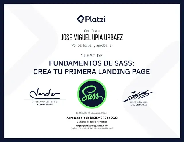 Certificado de Fundamentos de Sass