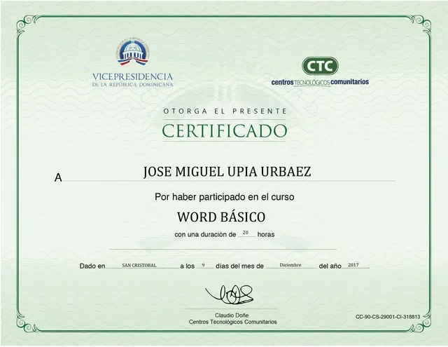 Certificado de Word básico
