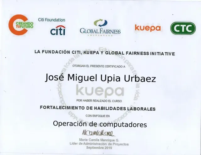 Certificado de Fortalecimiento de habilidades laborales